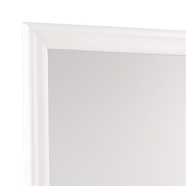 Transitional Square Mirror with Wooden Encasing and Convex Edges, White