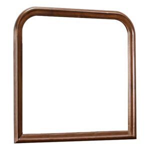 Arched Molded Design Wooden Frame Mirror, Cherry Brown and Silver