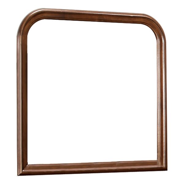 Arched Molded Design Wooden Frame Mirror, Cherry Brown and Silver