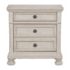 Cottage 2 Drawer Nightstand with Molded Details and Bun feet, Antique White