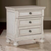 Cottage 2 Drawer Nightstand with Molded Details and Bun feet, Antique White