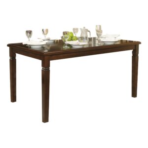 15022026699139afa6c20.jpeg Rectangular Shape Wooden Dining Table with Tapered Legs, Oak Brown
