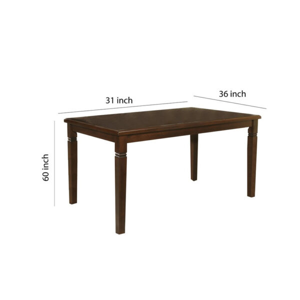 Rectangular Shape Wooden Dining Table with Tapered Legs, Oak Brown