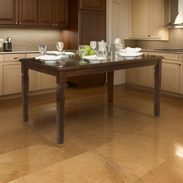 Rectangular Shape Wooden Dining Table with Tapered Legs, Oak Brown