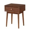 1 Drawer Wooden End Table with Splayed Legs, Walnut Brown