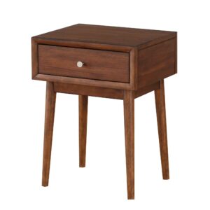 15022026699139d7ab6bf.jpeg 1 Drawer Wooden End Table with Splayed Legs, Walnut Brown