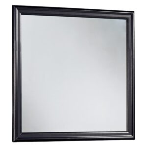 1502202669913a1d53ee8.jpeg Wooden Frame Mirror with Mounting Hardware, Black and Silver
