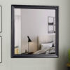 Wooden Frame Mirror with Mounting Hardware, Black and Silver
