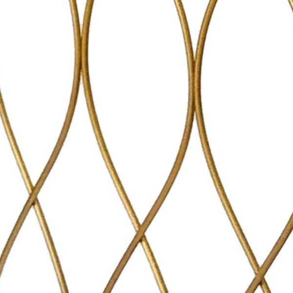 3 Panel Metal Frame Screen with Twisted Oval Design, Gold