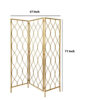 3 Panel Metal Frame Screen with Twisted Oval Design, Gold