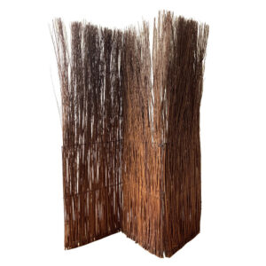 3 Panel Vertically Aligned Willow Branches Room Divider, Brown