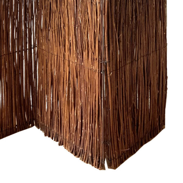 3 Panel Vertically Aligned Willow Branches Room Divider, Brown