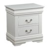 2 Drawer Wooden Nightstand with Metal Hanging Pulls and Bracket Feet, White