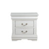 2 Drawer Wooden Nightstand with Metal Hanging Pulls and Bracket Feet, White