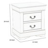 2 Drawer Wooden Nightstand with Metal Hanging Pulls and Bracket Feet, White