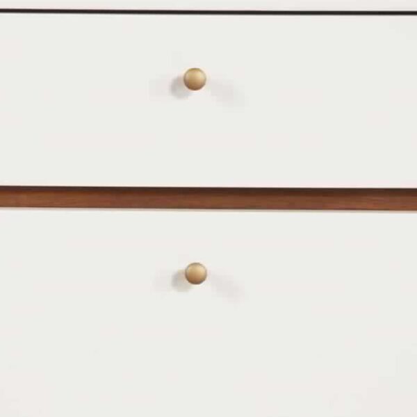 2 Drawer Wooden Nightstand with Angled Legs, White and Brown