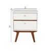 2 Drawer Wooden Nightstand with Angled Legs, White and Brown