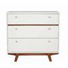 3 Drawer Wood Chest with Round Pulls and Angled Legs, Small,White and Brown