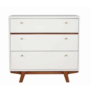 1502202669913b4a04600.jpeg 3 Drawer Wood Chest with Round Pulls and Angled Legs, Small,White and Brown