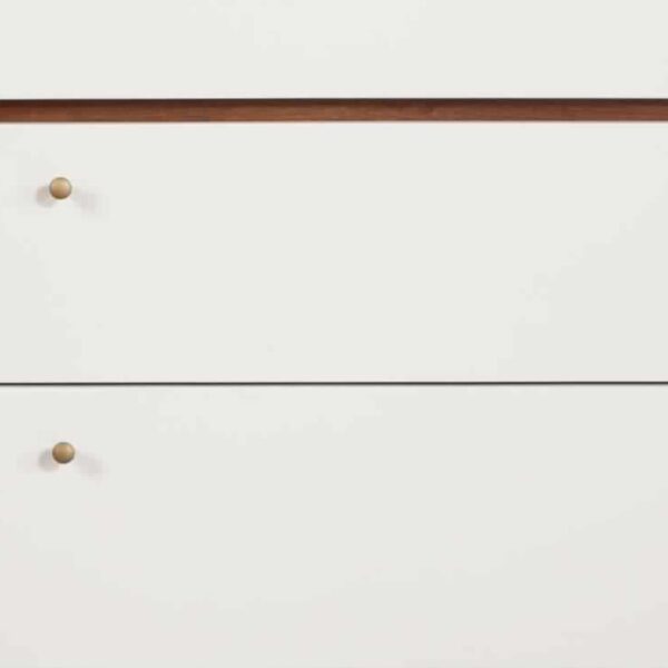 3 Drawer Wood Chest with Round Pulls and Angled Legs, Small,White and Brown