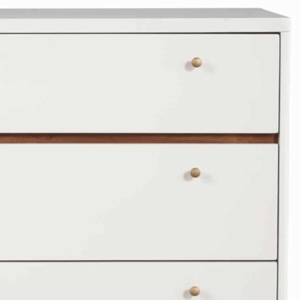 3 Drawer Wood Chest with Round Pulls and Angled Legs, Small,White and Brown