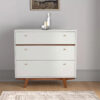 3 Drawer Wood Chest with Round Pulls and Angled Legs, Small,White and Brown