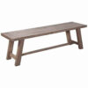 Farmhouse Wooden Dining Bench with Grain Details and Plank Top, Brown