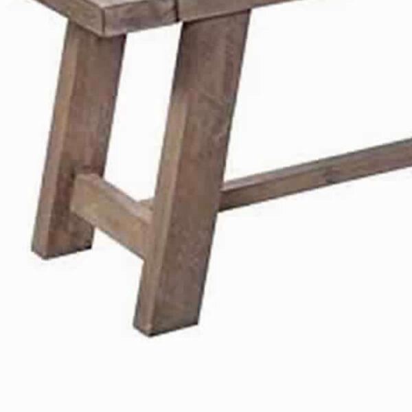 Farmhouse Wooden Dining Bench with Grain Details and Plank Top, Brown