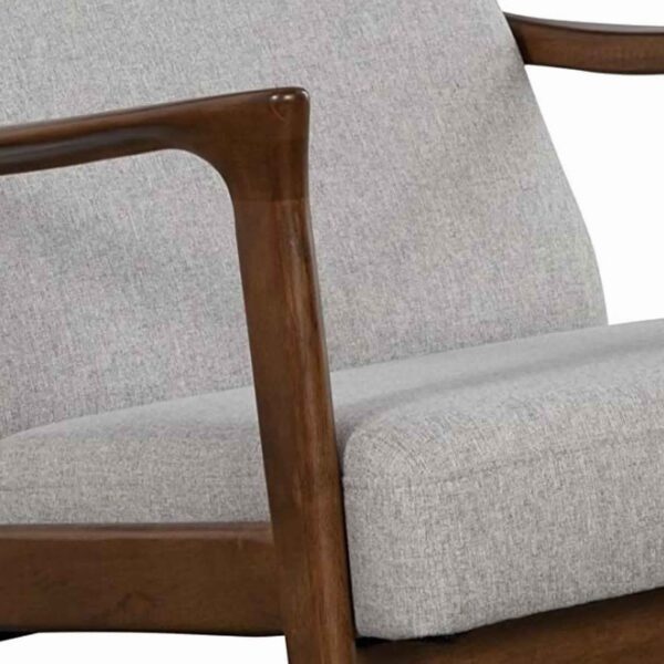 1502202669913c0d89bff.jpeg Fabric Upholstered Mid Century Wooden Lounge Chair, Gray and Brown
