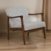 1502202669913cb828dad.jpeg Fabric Upholstered Mid Century Wooden Lounge Chair, Gray and Brown