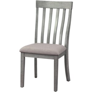 1502202669913cf14bba4.jpeg Vertical Slatted Curved Back Side Chair with Fabric Seat, Set of 2, Gray