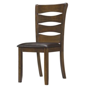 1502202669913d5646136.jpeg Transitional Ladder Back Side Chair with Leatherette Seat, Set of 2, Brown
