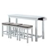 4 Pc 1 Drawer Counter Height Table with Backless Stools, White and Gray