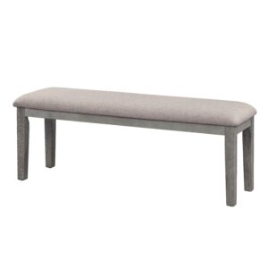 Rectangular Style Wooden Bench with Fabric Upholstered Seat, Gray