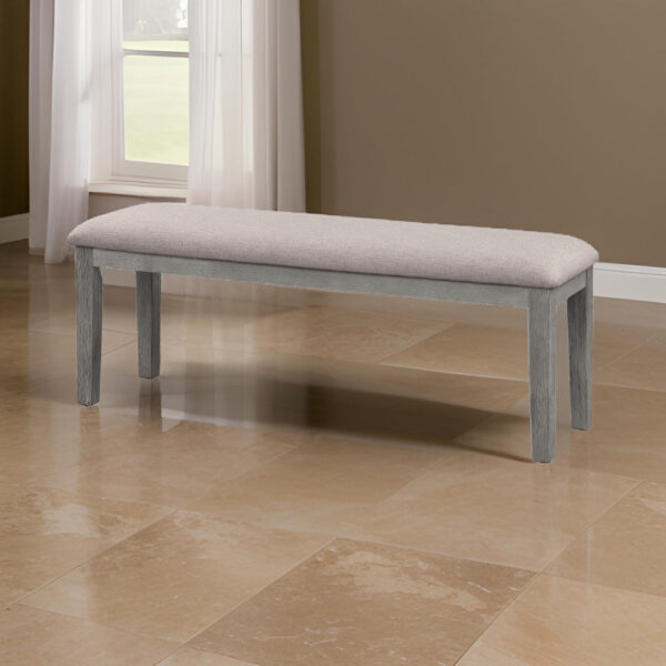 1502202669913e2e6c531.jpeg Rectangular Style Wooden Bench with Fabric Upholstered Seat, Gray