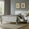 Sleigh Design Eastern King Bed with Rectangular Thin Legs, Silver