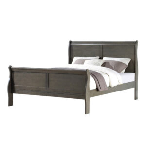 Sleigh Design Eastern King Size Bed with Rectangular Thin Legs, Dark Gray