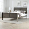 Sleigh Design Eastern King Size Bed with Rectangular Thin Legs, Dark Gray