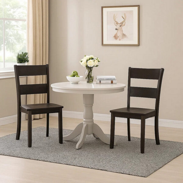 1502202669913ee4620fc.jpeg Transitional Wooden Side Chair with Ladder Backrest, Set of 2, Dark Brown