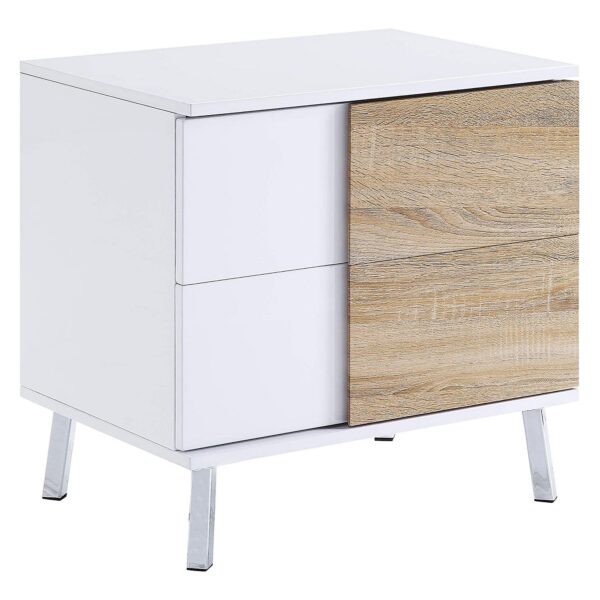 1502202669913f3c8fdd7.jpeg Transitional Wooden Dual Tone End Table with 2 Drawers, White and Brown