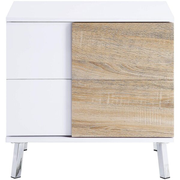 1502202669913f45a8627.jpeg Transitional Wooden Dual Tone End Table with 2 Drawers, White and Brown