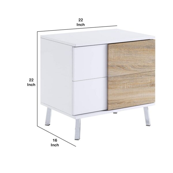 1502202669913f5b5d861.jpeg Transitional Wooden Dual Tone End Table with 2 Drawers, White and Brown