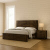 1502202669913f78b07f3.jpeg Transitional Style Queen Size Bed with Panel Design Headboard, Rustic Brown