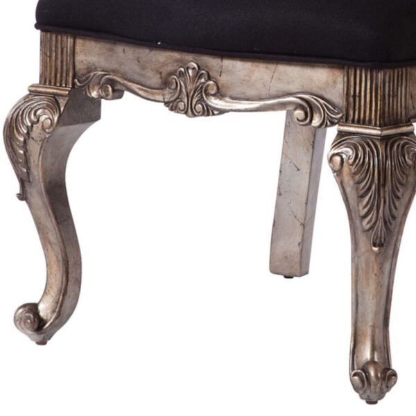 Wooden Arm Chair with Button Tufted Padded Backrest,Set of 2,Silver and Gray