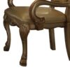 1502202669913fc9ac880.jpeg Leatherette Upholstered Arm Chair with Intricate Carvings, Set of 2, Gold