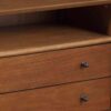 2 Drawer Wooden Nightstand with Open Compartment and Splayed Legs, Brown