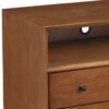 2 Drawer Wooden Nightstand with Open Compartment and Splayed Legs, Brown