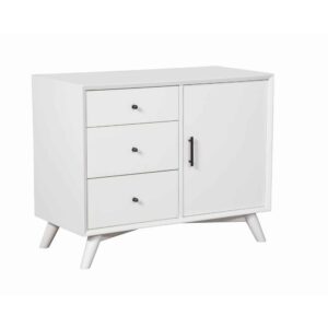 Wooden Accent Cabinet with 3 Drawers and 1 Door, White
