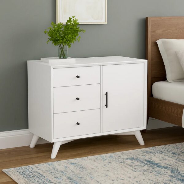 150220266991408ad522e.jpeg Wooden Accent Cabinet with 3 Drawers and 1 Door, White