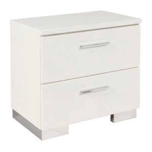 1502202669914117b52de.jpeg 2 Drawer Wooden Nightstand with Metal Base and Bar Handles, White
